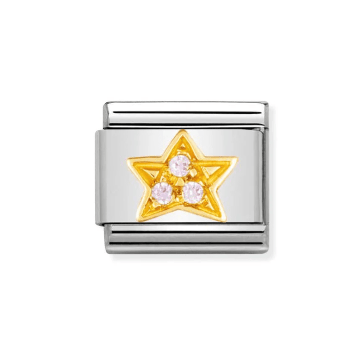 Nomination Gold and Pink Classic Fun Stainless with Cubic Zirconia Star Charm - MococoNomination030308/068033497017994Charms