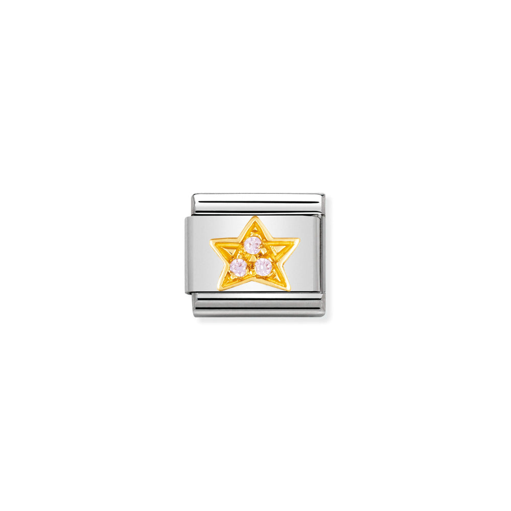 Nomination Gold and Pink Composable Classic Fun Stainless Steel with Cubic Zirconia Star Charm Image