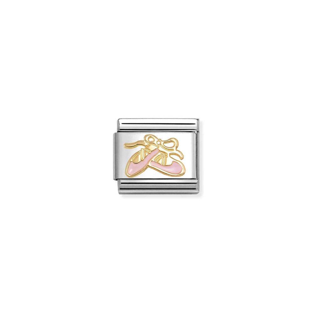 Nomination Gold and Pink Composable Classic Symbols Steel, Enamel Dance Shoes Charm Image