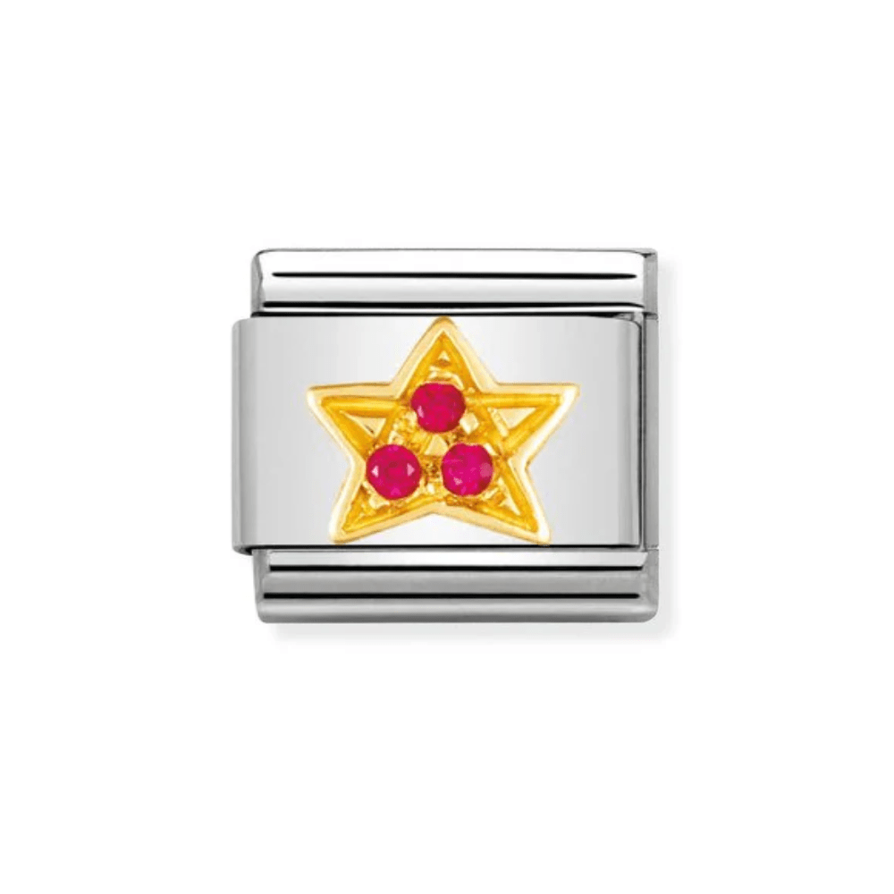 Nomination Gold and Red Classic Fun Stainless with Cubic Zirconia Star Charm - MococoNomination030308/028033497017956Charms