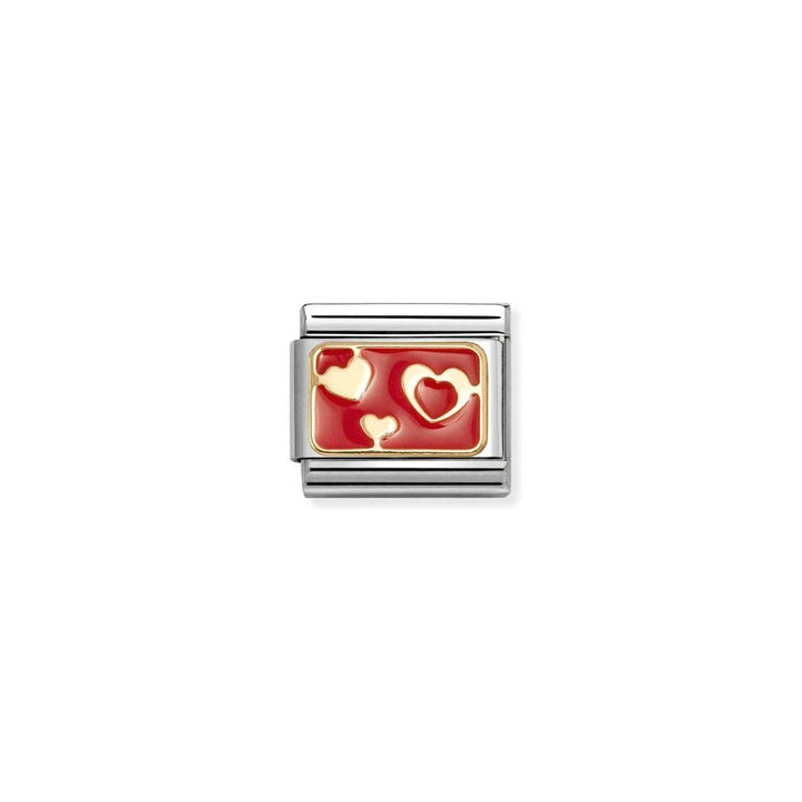 Nomination Gold and Red Classic Plates , Enamel Various Hearts Charm - MococoNomination030284/748033497568373Charms