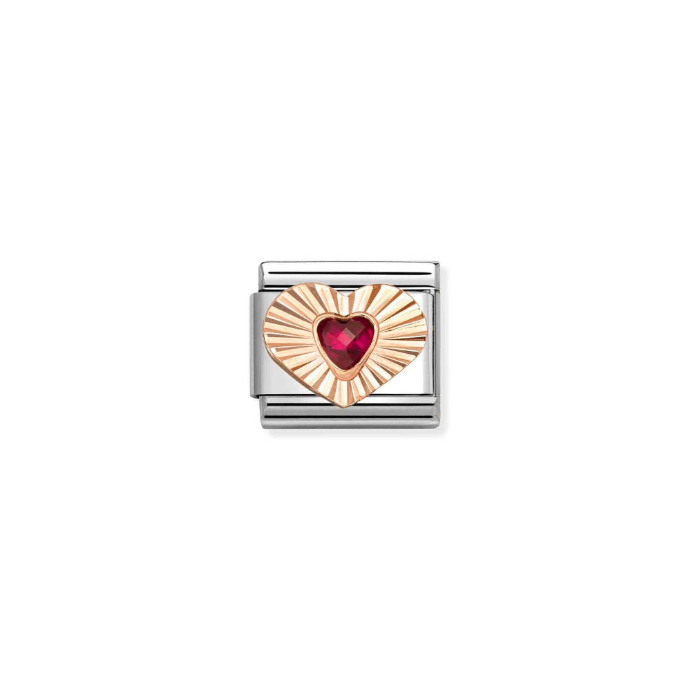 Nomination Gold and Red Composable Classic Diamond Heart CZ, In Steel Charm Image