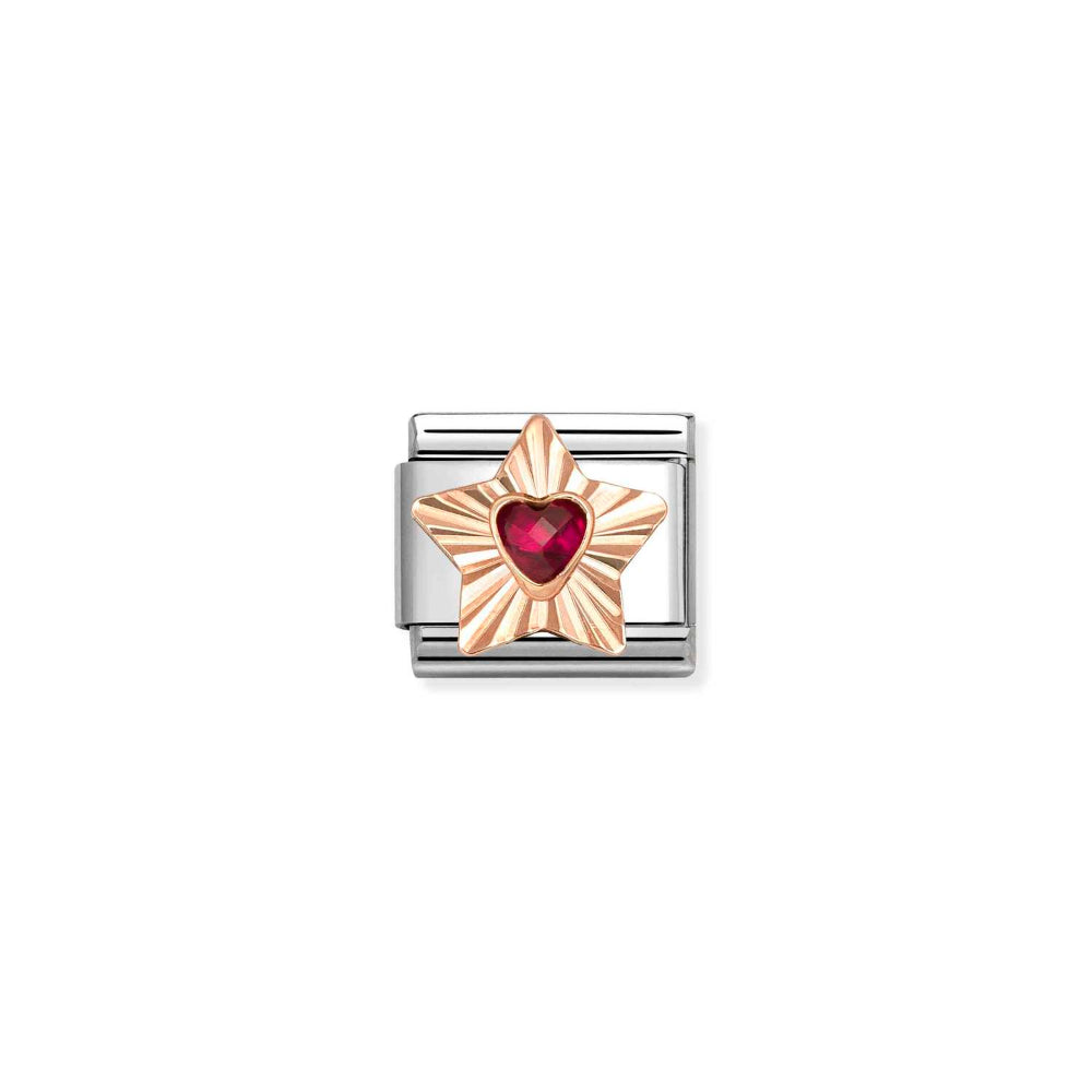 Nomination Gold and Red Composable Classic Diamond Star CZ, In Steel Charm Image