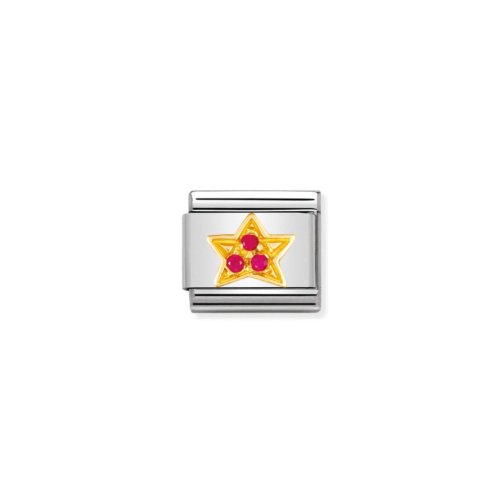 Nomination Gold and Red Composable Classic Fun Stainless Steel with Cubic Zirconia Star Charm Image