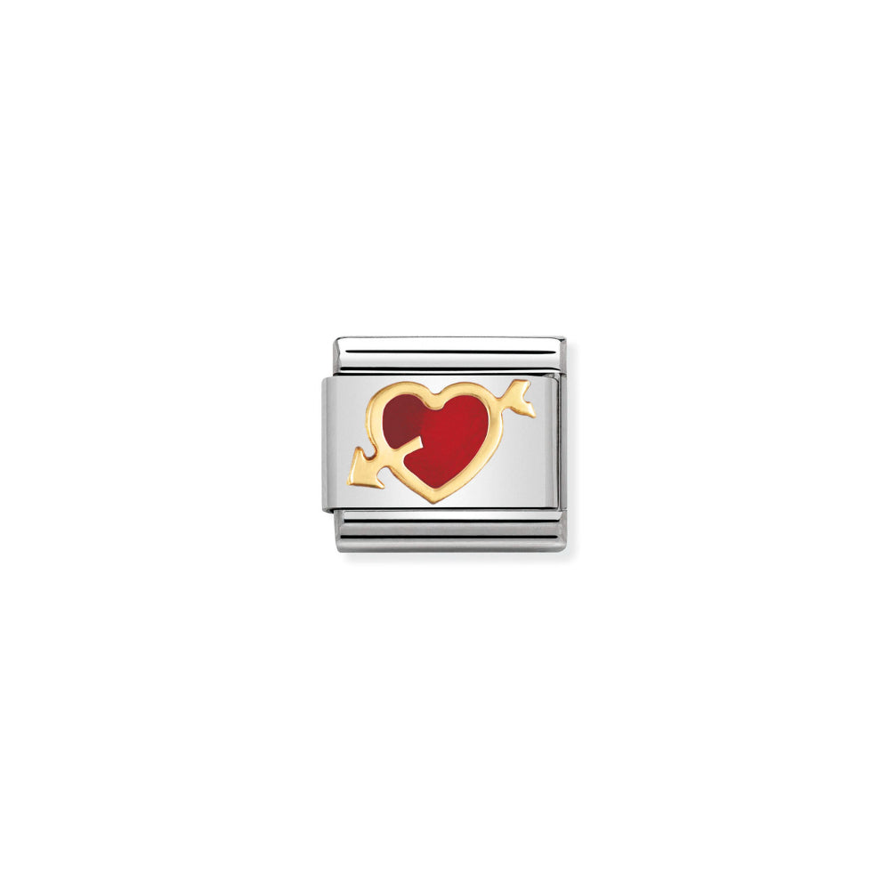 Nomination Gold and Red Composable Classic Love In Stainless Steel with Enamel Heart with Arrow Charm Image