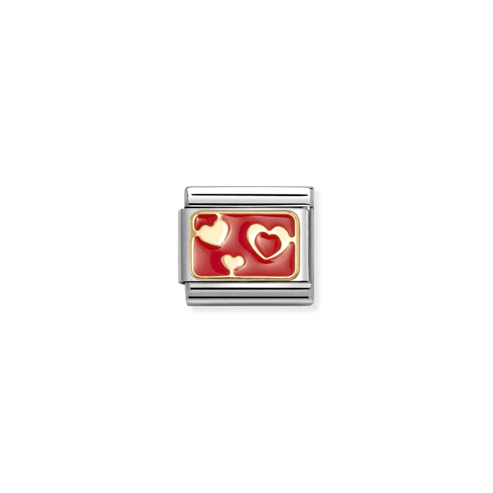 Nomination Gold and Red Composable Classic Plates Steel , Enamel Various Hearts Charm Image