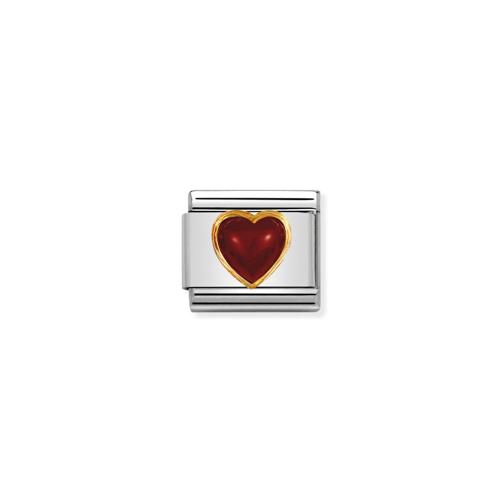 Nomination Gold and Red Composable Classic Stones Hearts In Stainless Steel with Agate Charm Image