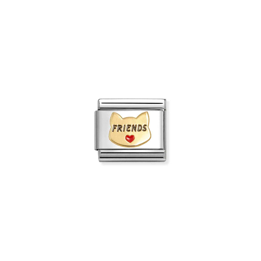 Nomination Gold and Red Composable Classic Symbols Steel, Enamel Heart Cat Charm Image