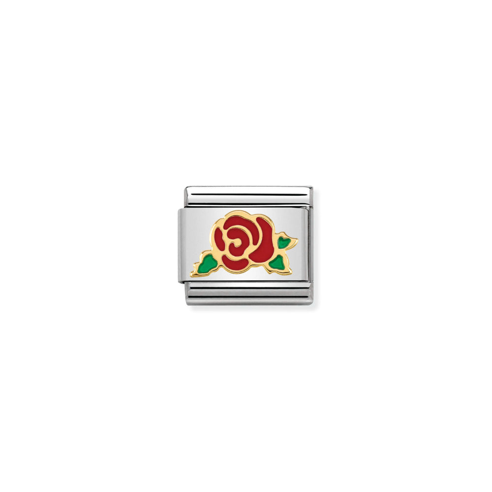 Nomination Gold and Red Rose Composable Classic Symbols Steel, Enamel Versailles Charm Image