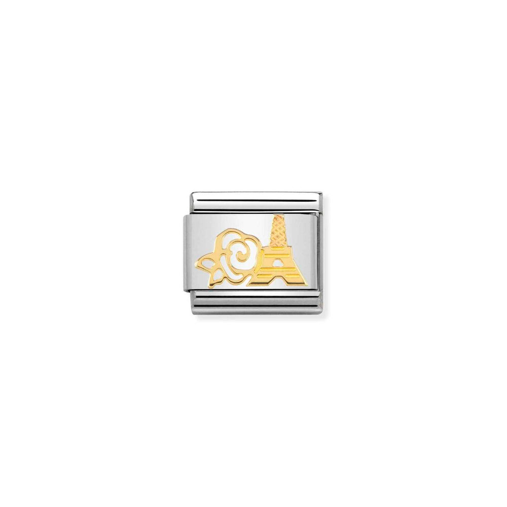 Nomination Gold and Rose Composable Classic Symbols and Steel and Eiffel Tower Charm Image