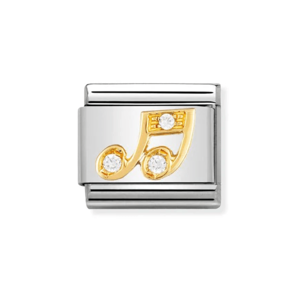 Nomination Gold and White Classic Fun Stainless with Cubic Zirconia Musical Note Charm - MococoNomination030308/188033497018113Charms