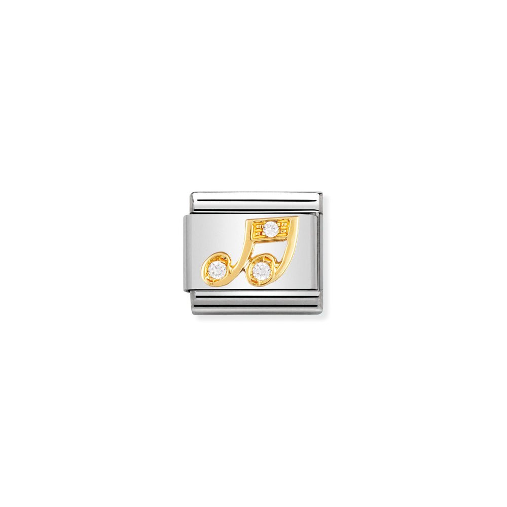 Nomination Gold and White Classic Fun Stainless with Cubic Zirconia Musical Note Charm - MococoNomination030308/188033497018113Charms