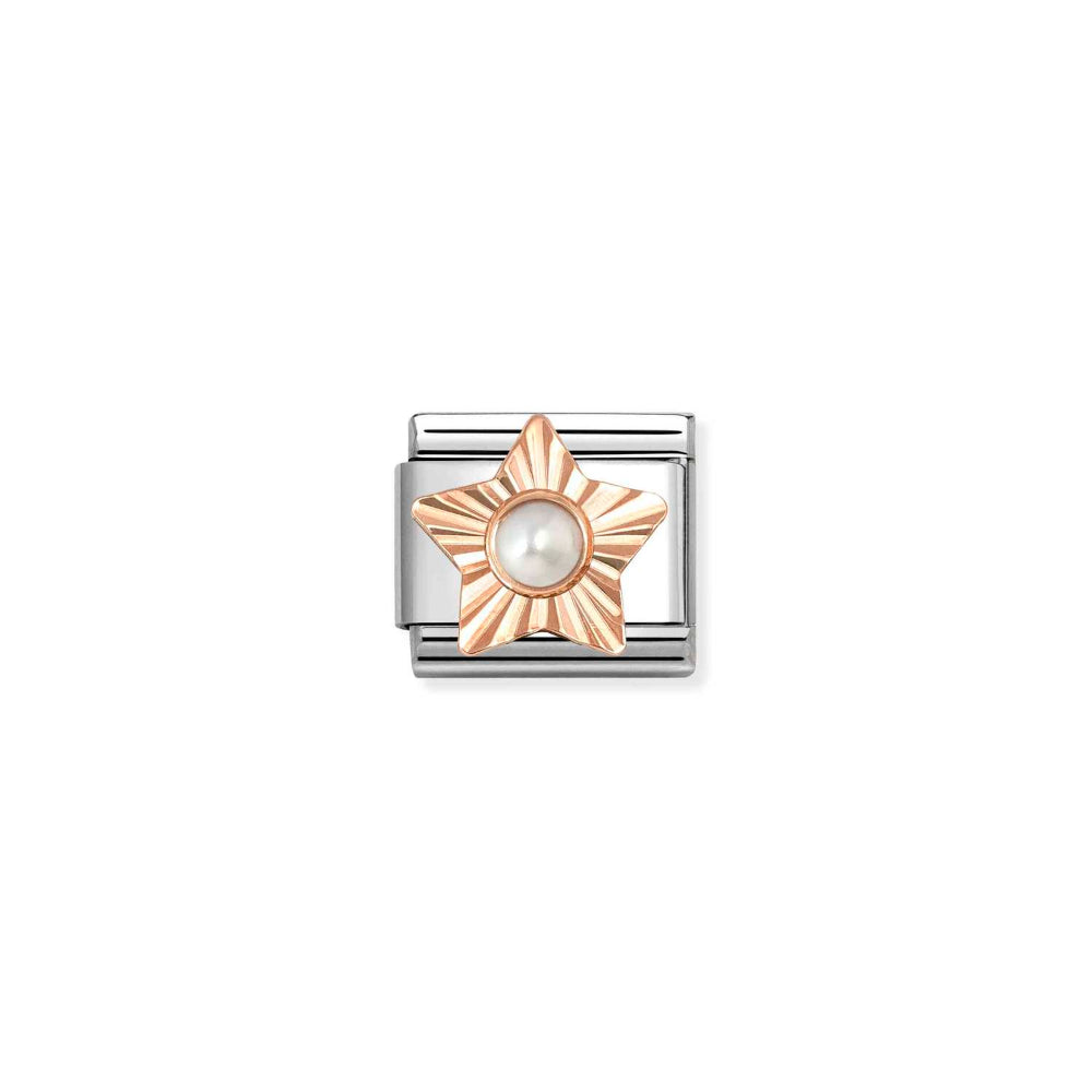 Nomination Gold and White Composable Classic Diamond Star Stones, In Steel and Pearl Charm Image