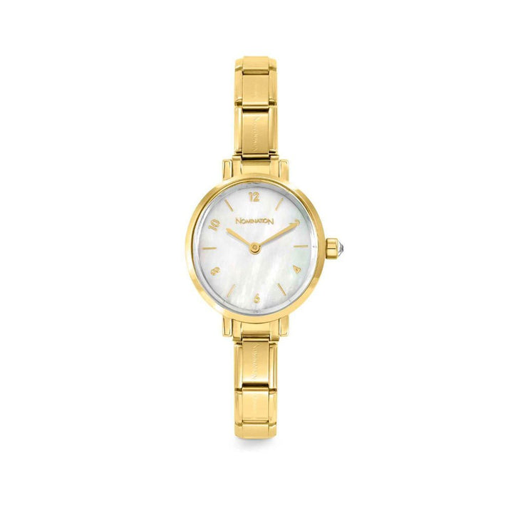 Nomination Gold and White Oval Strap Mother-of-Pearl Paris Watch - MococoNomination076041/0088033497569493Watches and Accessories