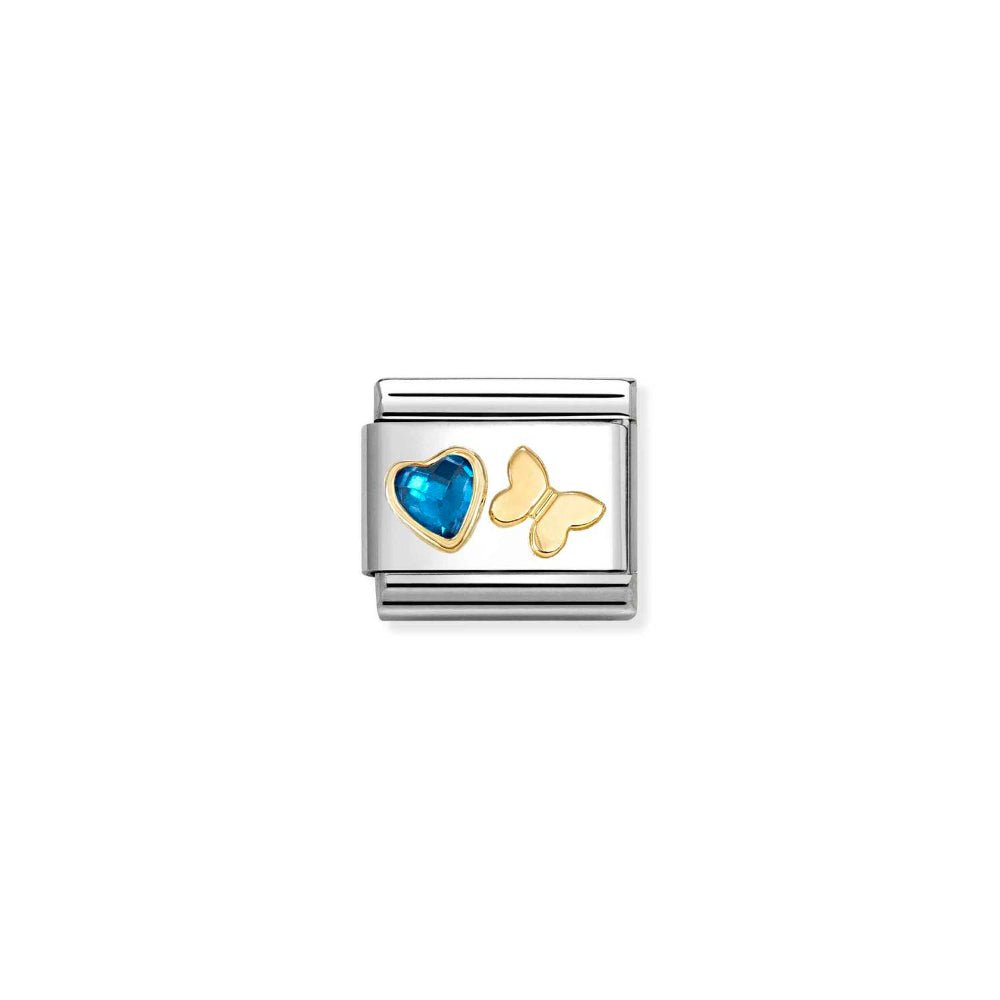 Nomination Gold Butterfly Blue CZ Heart Charm - MococoNomination030613/168033497580078Charms