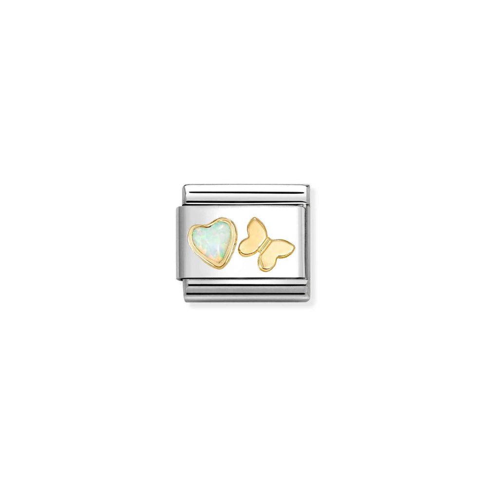 Nomination Gold Butterfly White Opal CZ Heart Charm - MococoNomination030523/118033497579980Charms