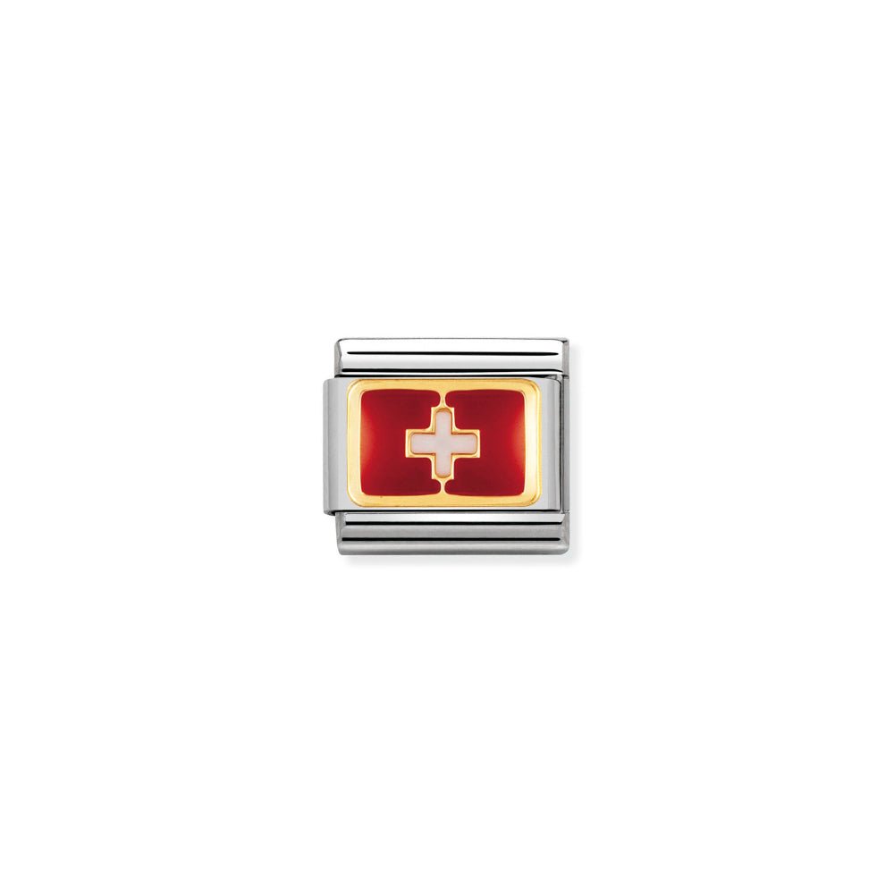 Nomination Gold Classic Europe Flag Stainless with Enamel Switzerland Charm - MococoNomination030234/098033497040947Charms