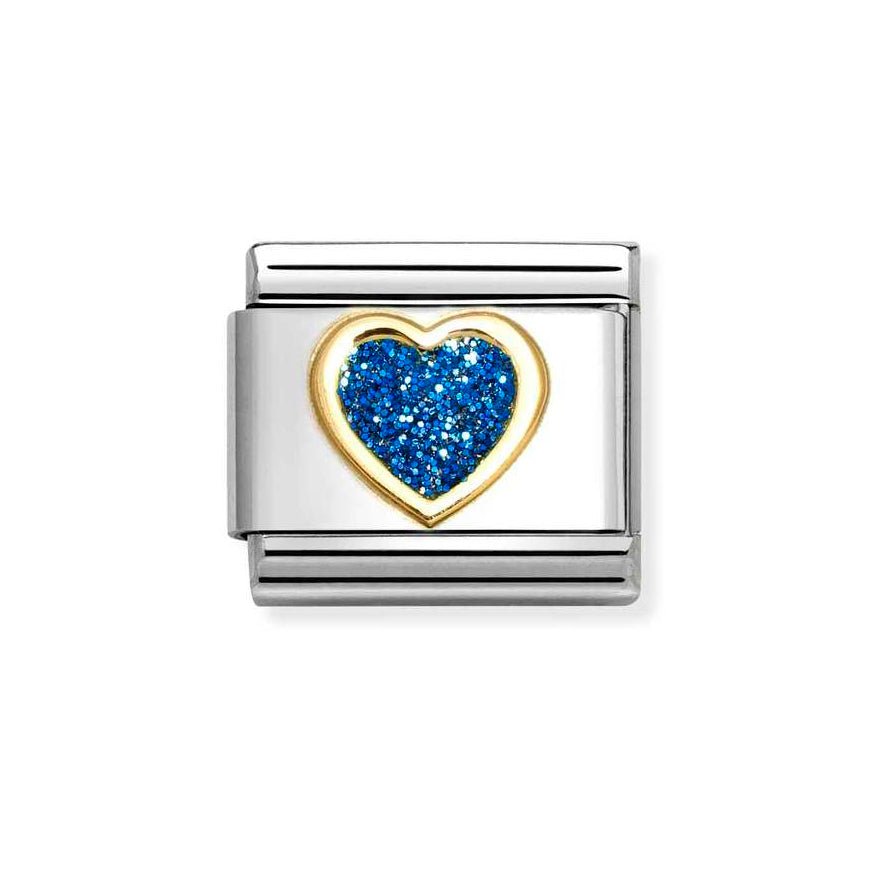 Nomination Gold Classic Glitter Blue Heart Charm - MococoNomination030220/078033497536730Charms and Links