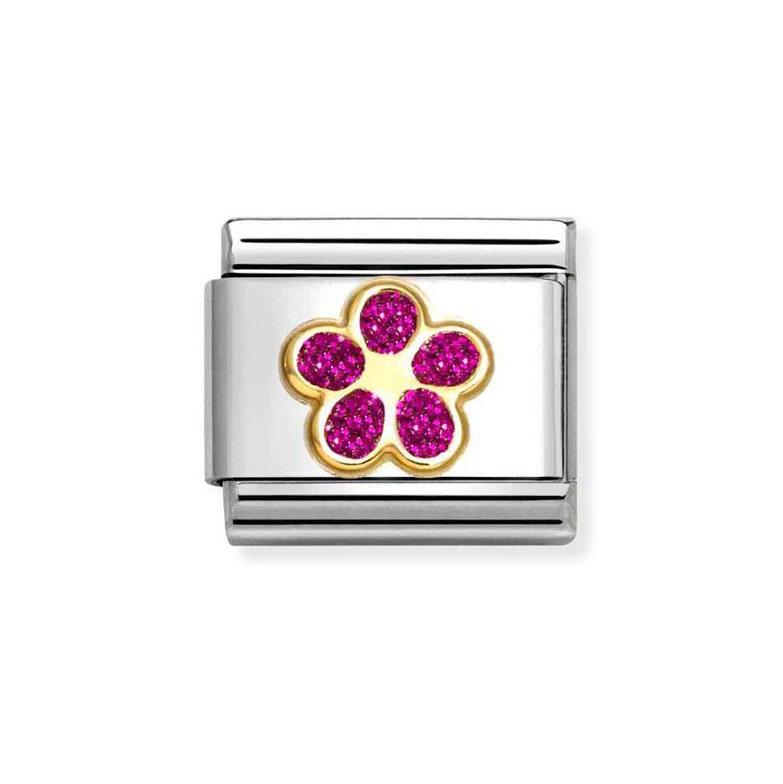 Nomination Gold Classic Glitter Fuchsia Flower Charm - MococoNomination030220/178033497536839Charms and Links
