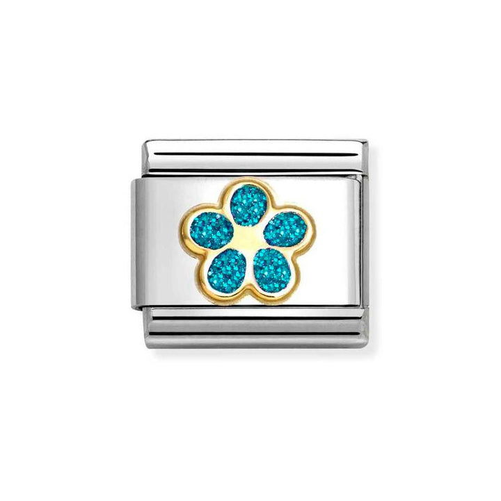 Nomination Gold Classic Glitter Turquoise Flower Charm - MococoNomination030220/168033497536822Charms and Links