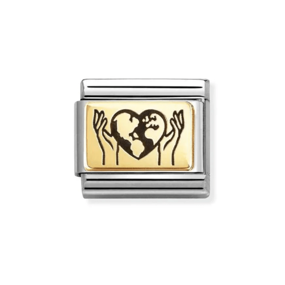 Nomination Gold Classic Plates Hands with Globe Charm - MococoNomination030166/678033497568281Charms