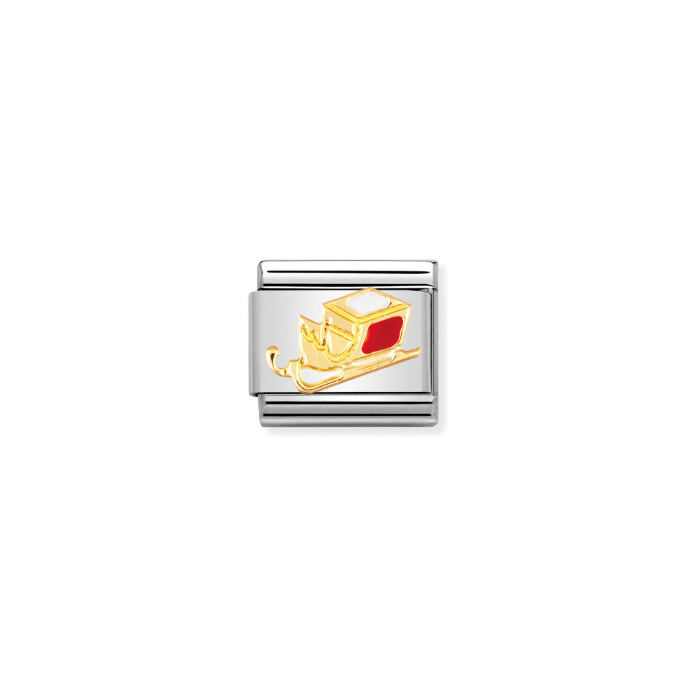 Nomination Gold Composable Classic Christmas In Stainless Steel with Enamel Sledge Charm Image