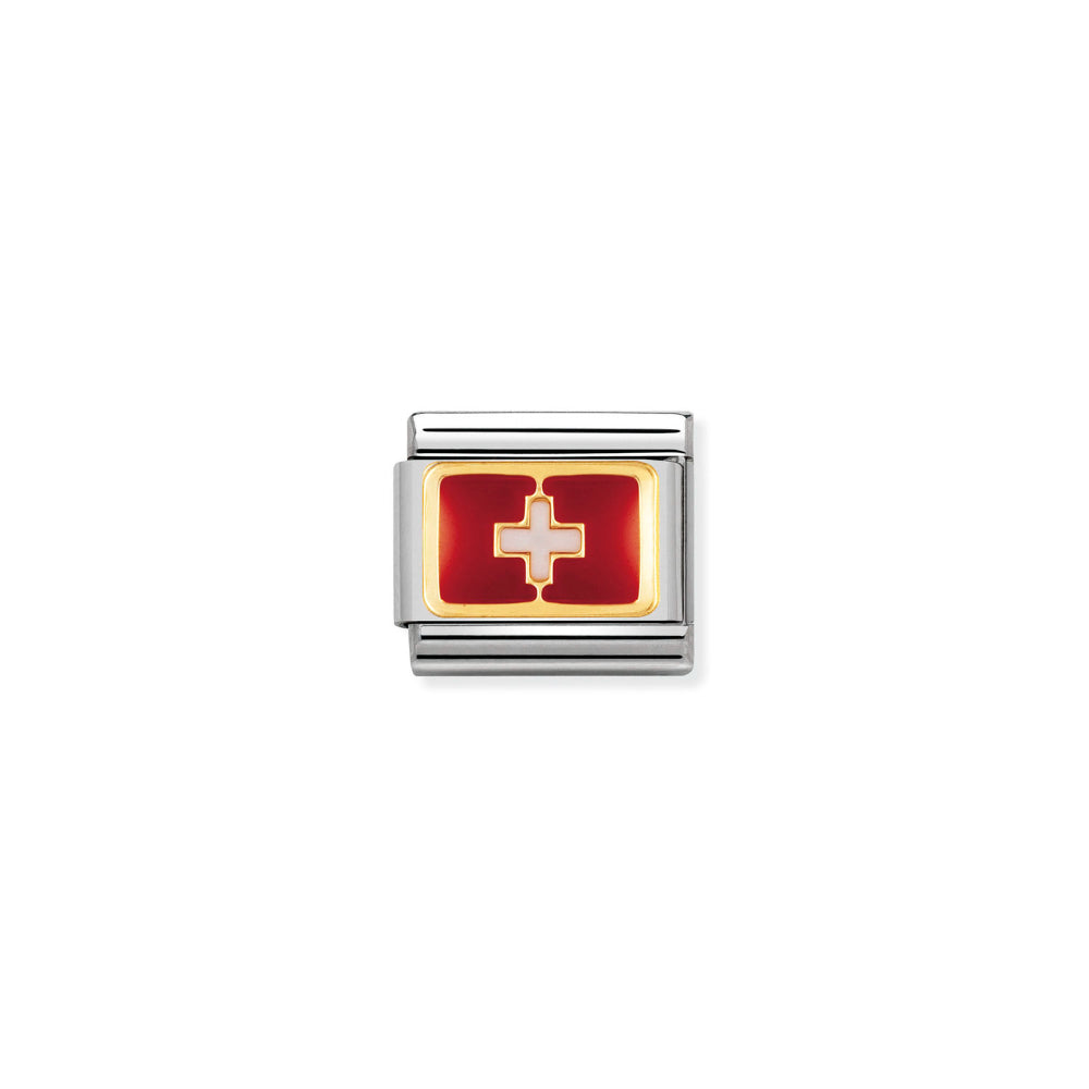 Nomination Gold Composable Classic Europe Flag In Stainless Steel with Enamel Switzerland Charm Image