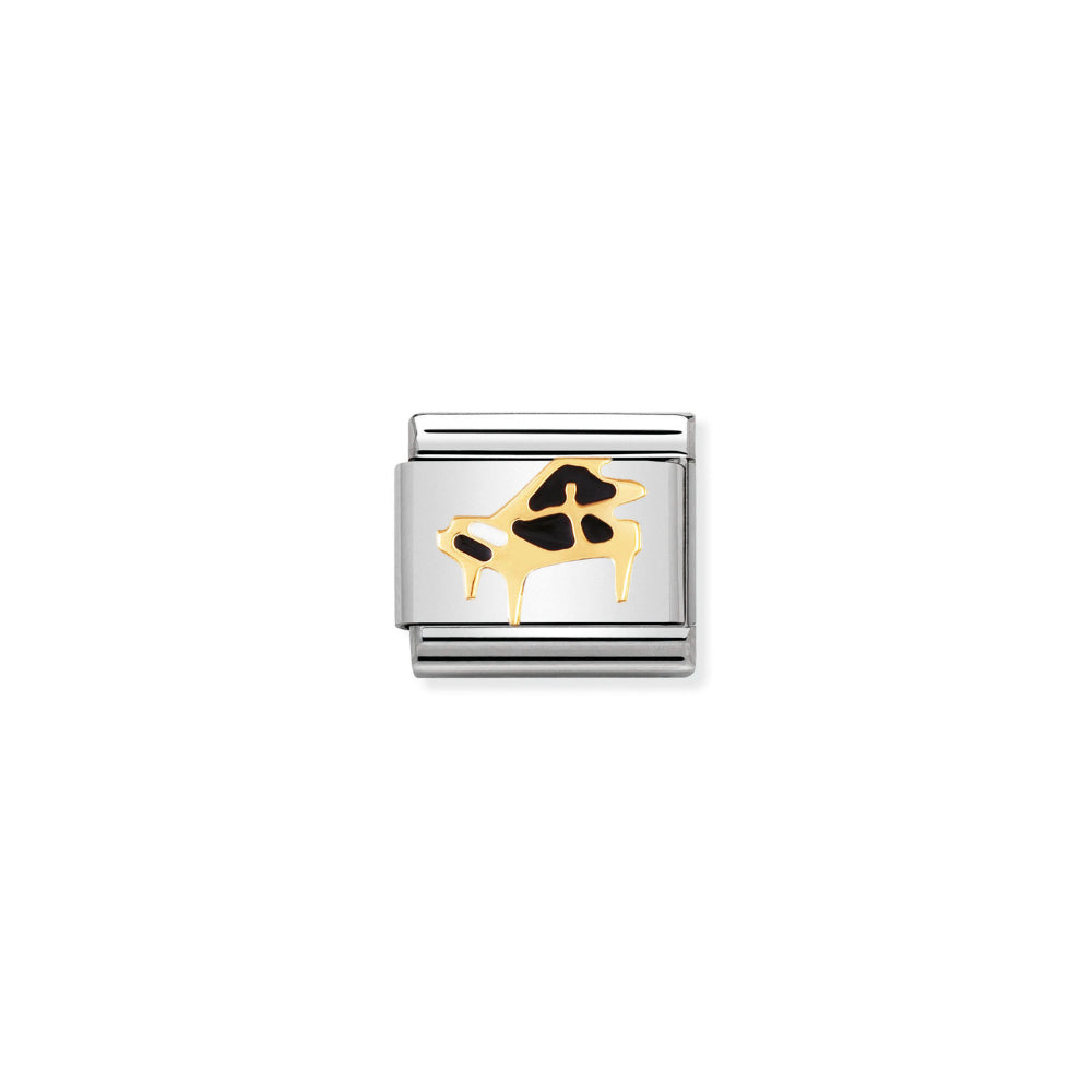 Nomination Gold Composable Classic Music In Stainless Steel with Enamel Piano Charm Image