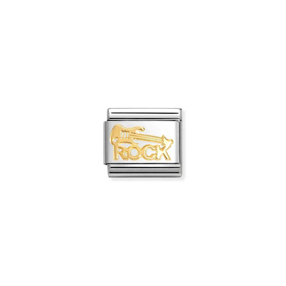 Nomination Gold Composable Classic Music In Stainless Steel with Rock Guitar Charm Image