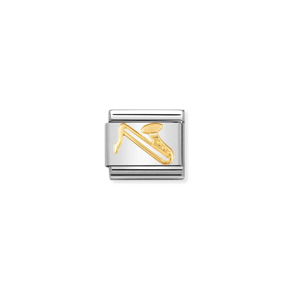 Nomination Gold Composable Classic Music In Stainless Steel with Sax Charm Image