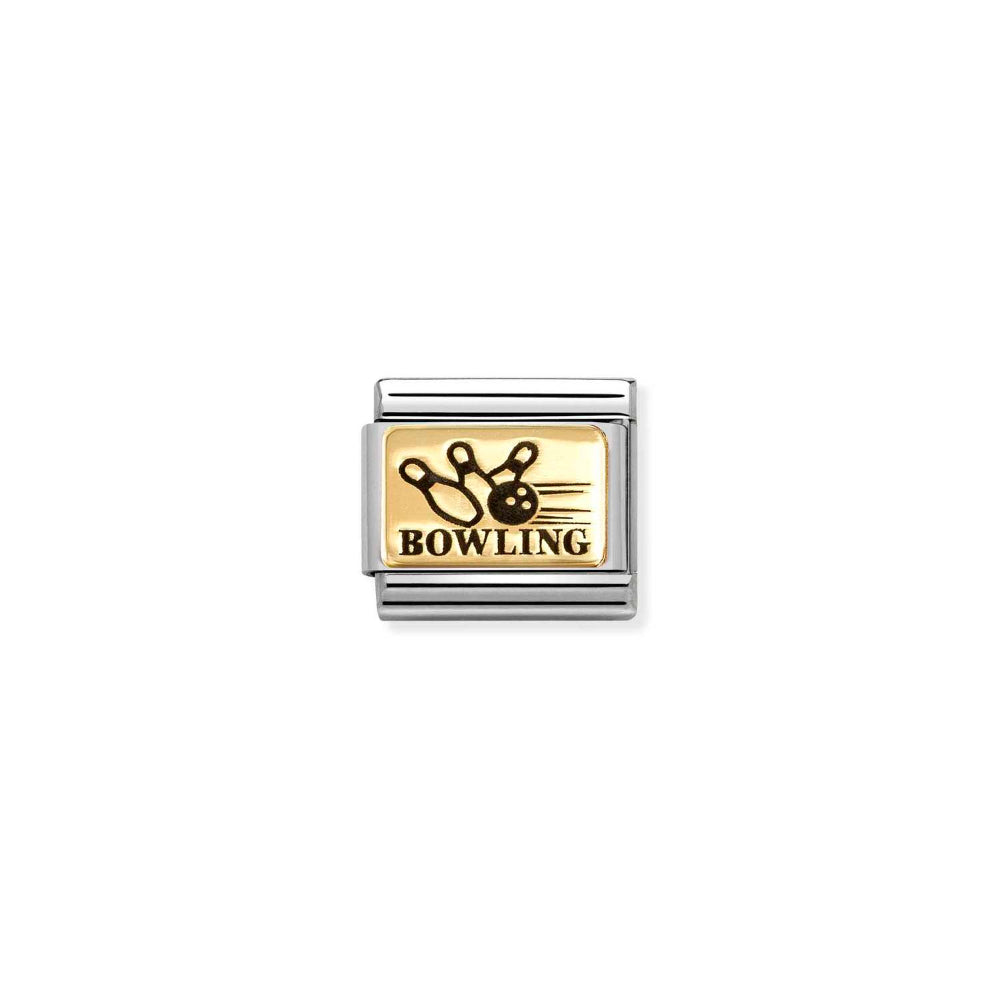 Nomination Gold Composable Classic Plates (IC) In Steel Bowling Charm Image