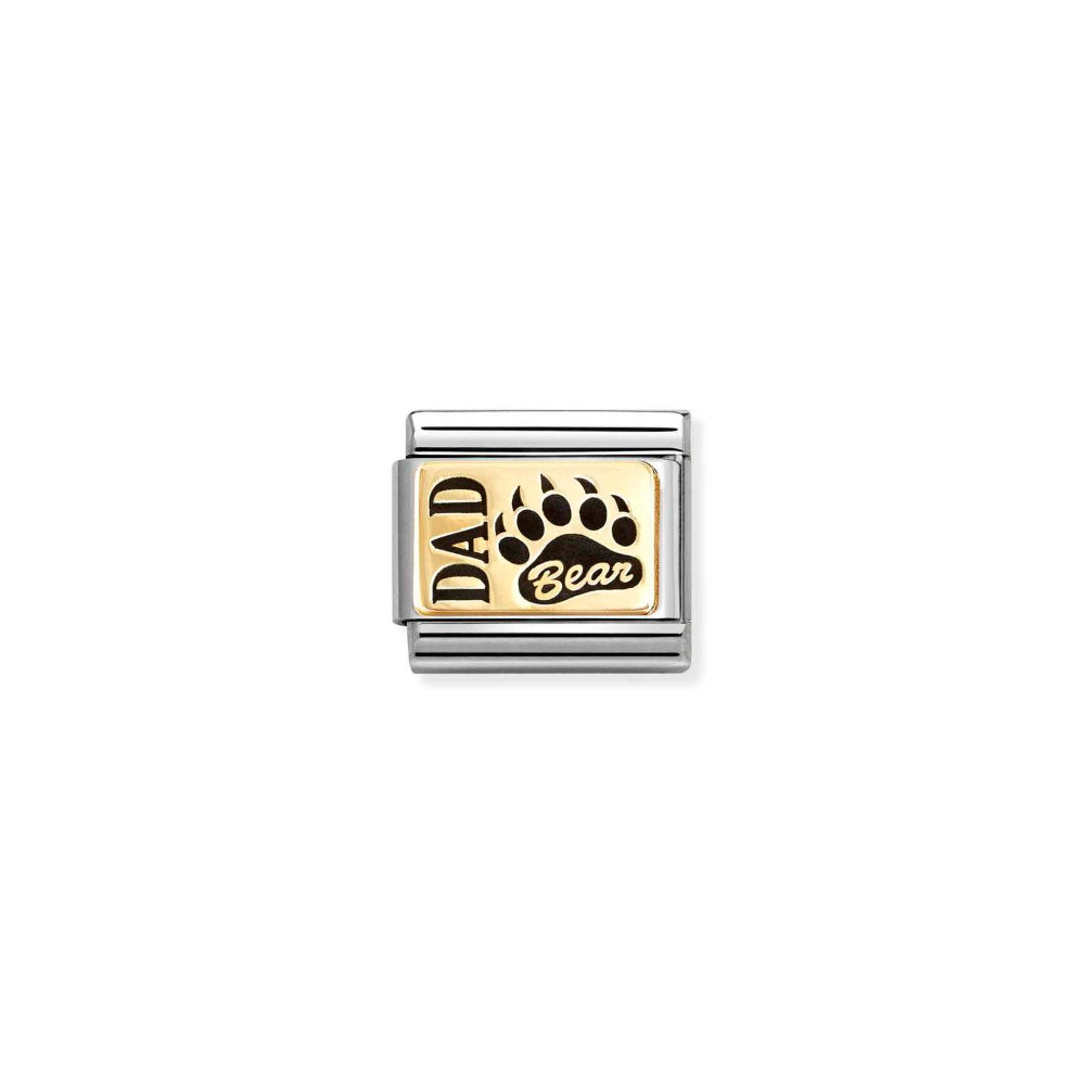 Nomination Gold Composable Classic Plates (IC) In Steel Dad Bear Charm Image