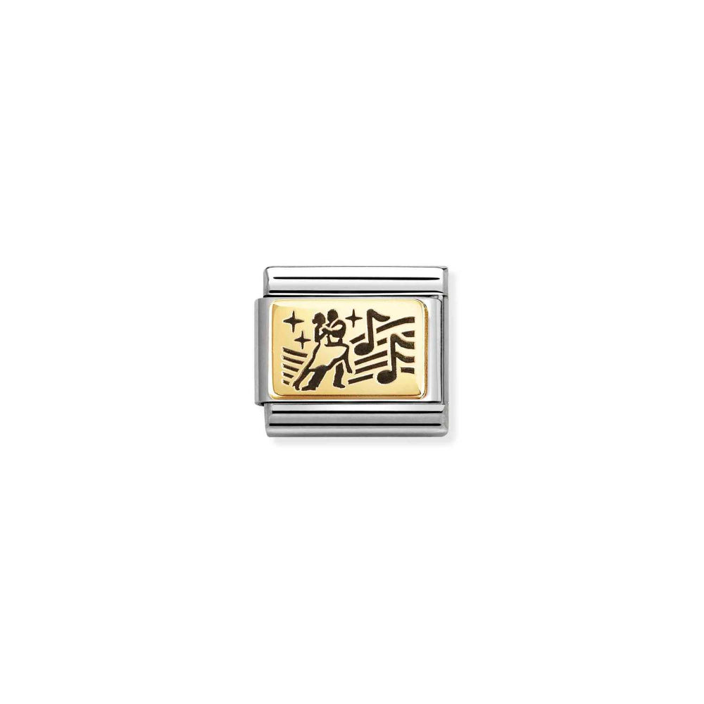 Nomination Gold Composable Classic Plates (IC) In Steel Dance Couple Charm Image