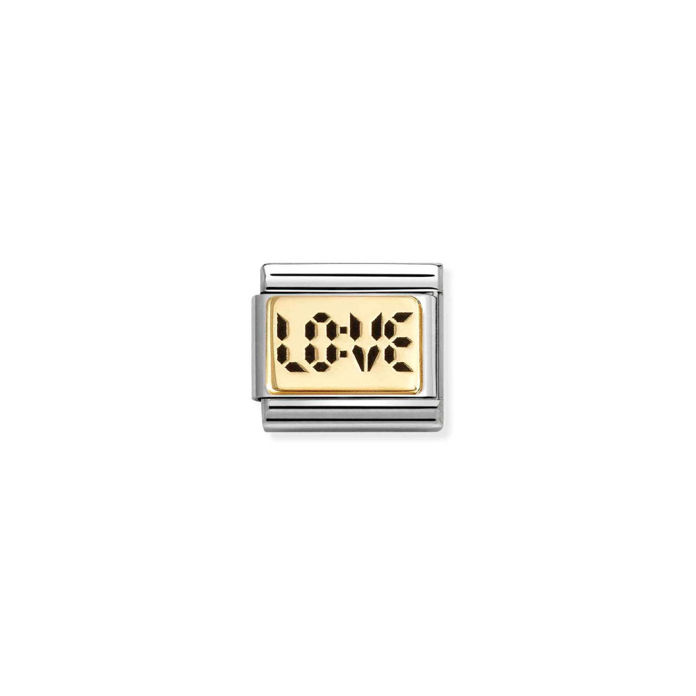 Nomination Gold Composable Classic Plates (IC) In Steel Digital Love Charm Image