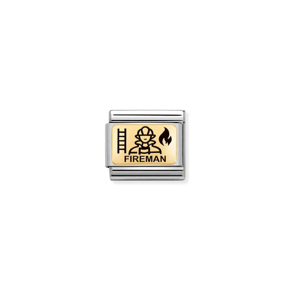 Nomination Gold Composable Classic Plates (IC) In Steel Fireman Charm Image