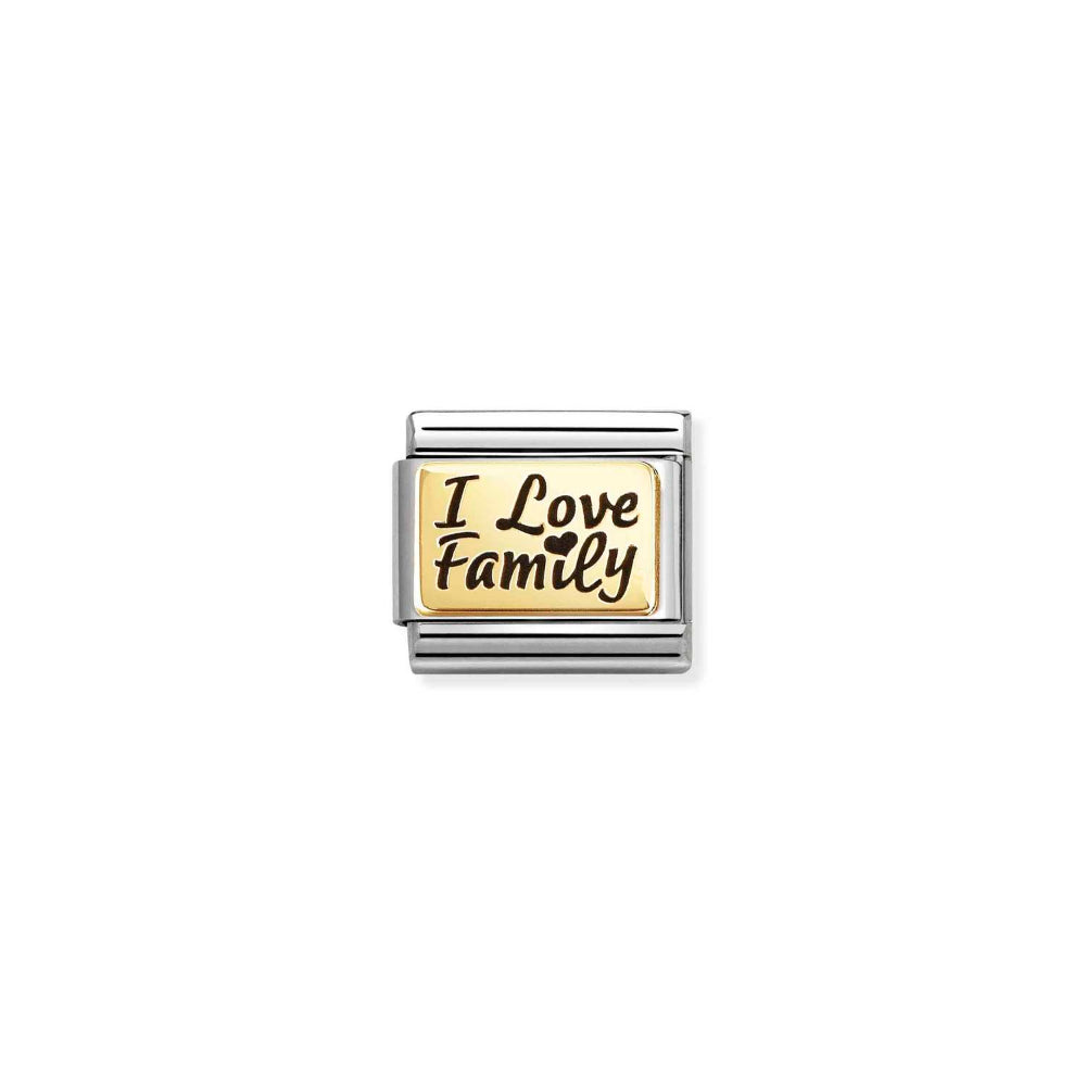 Nomination Gold Composable Classic Plates (IC) In Steel I Love Family Charm Image