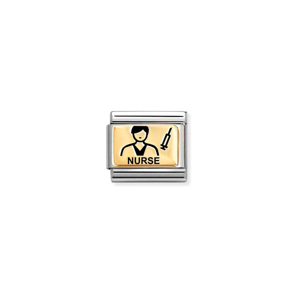Nomination Gold Composable Classic Plates (IC) In Steel Man Nurse Charm Image
