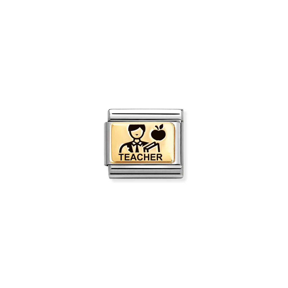 Nomination Gold Composable Classic Plates (IC) In Steel Man Teacher Charm Image