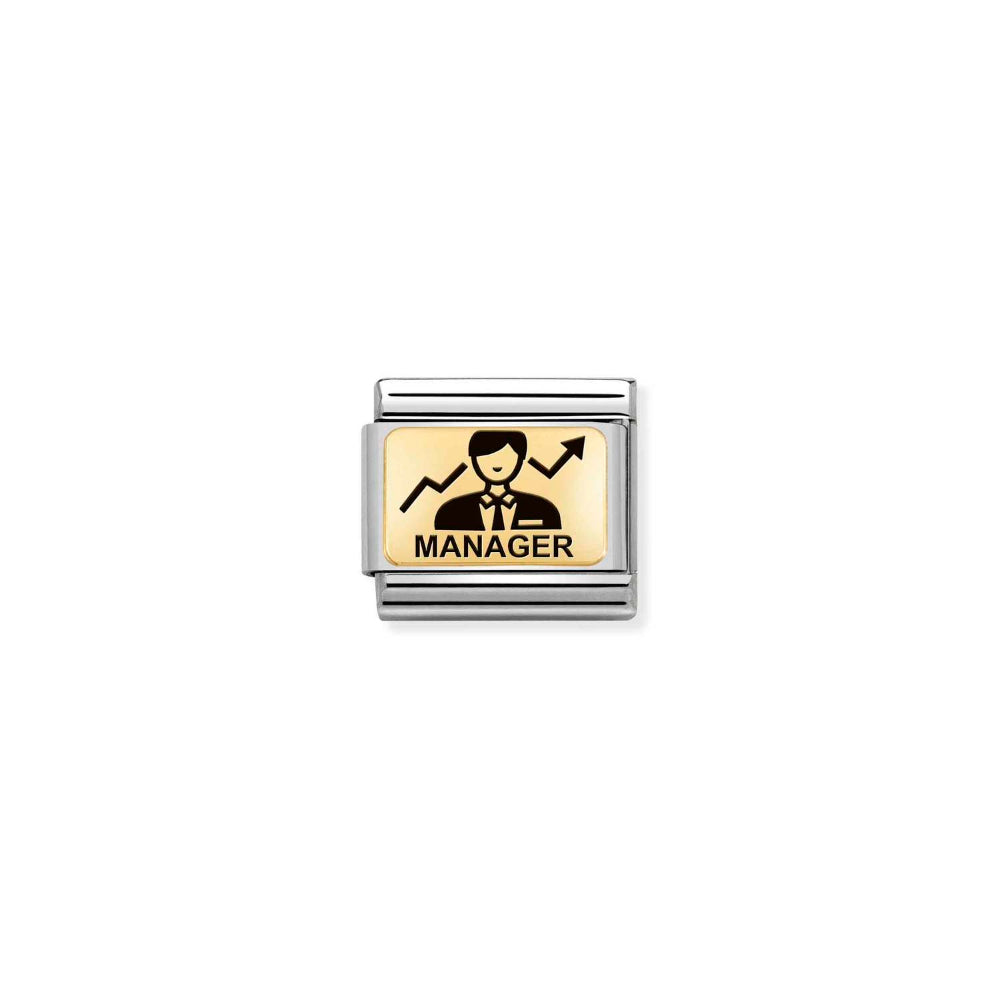 Nomination Gold Composable Classic Plates (IC) In Steel Manager (Him) Charm Image