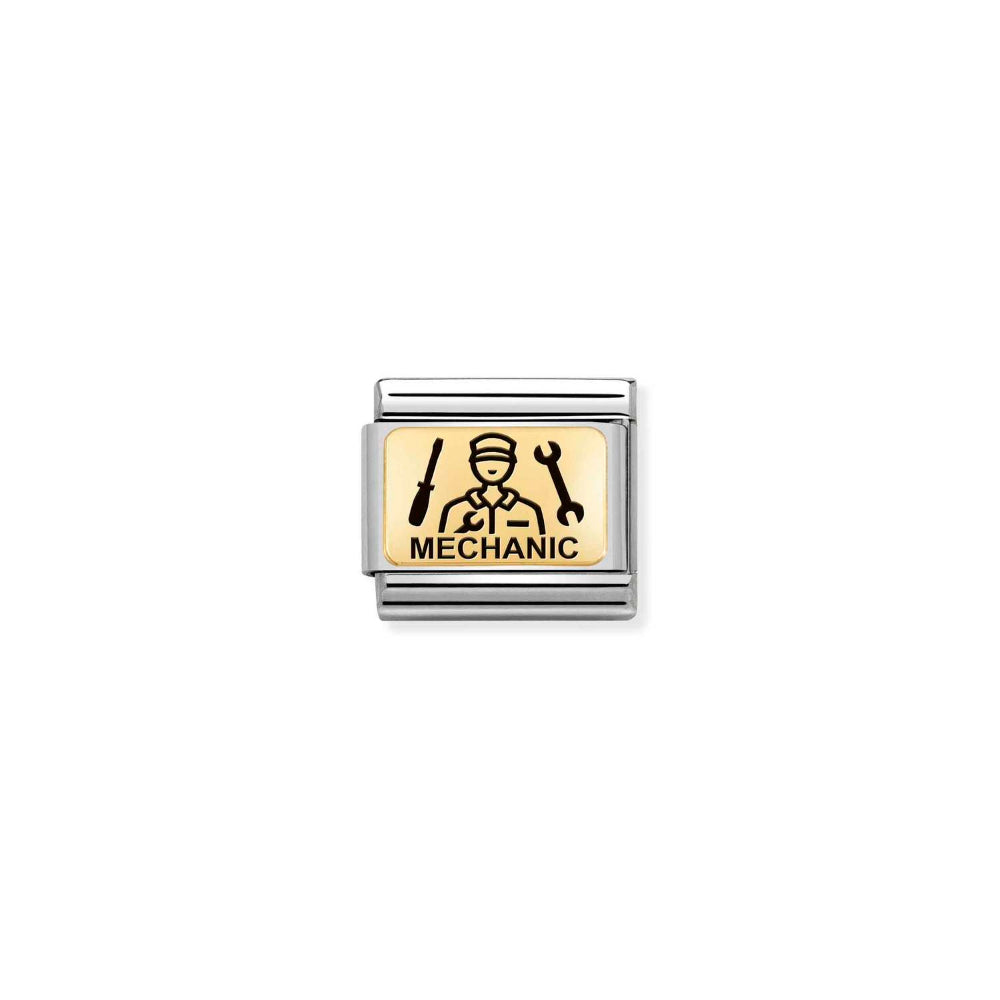 Nomination Gold Composable Classic Plates (IC) In Steel Mechanic Charm Image
