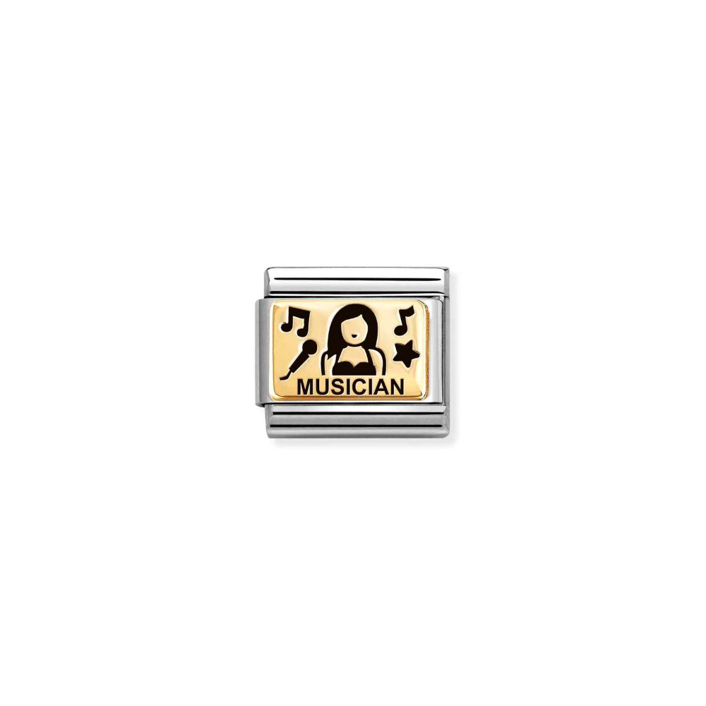 Nomination Gold Composable Classic Plates (IC) In Steel Musician Charm Image