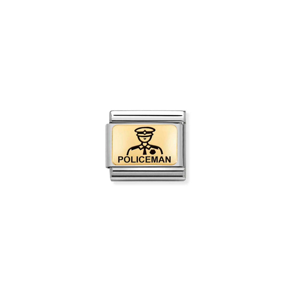 Nomination Gold Composable Classic Plates (IC) In Steel Policeman Charm Image