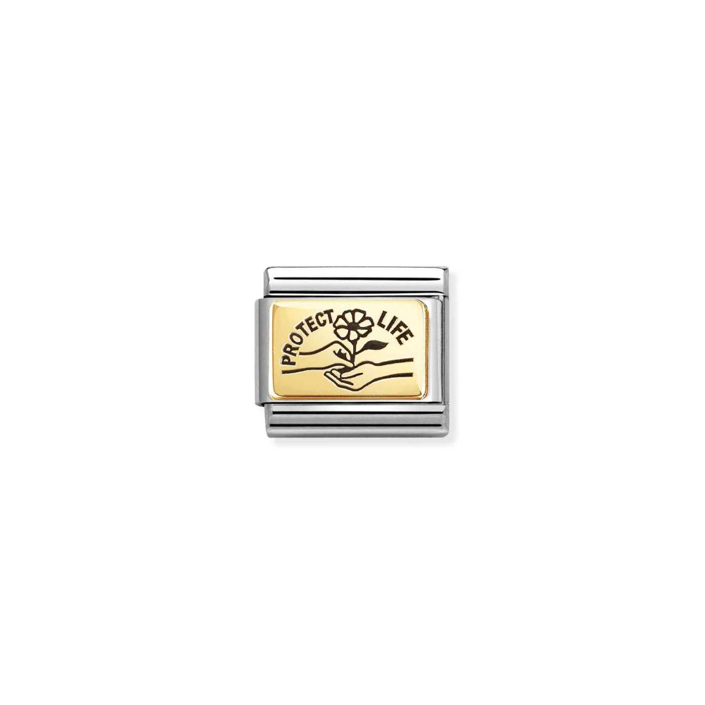 Nomination Gold Composable Classic Plates (IC) In Steel Protect Life Charm Image