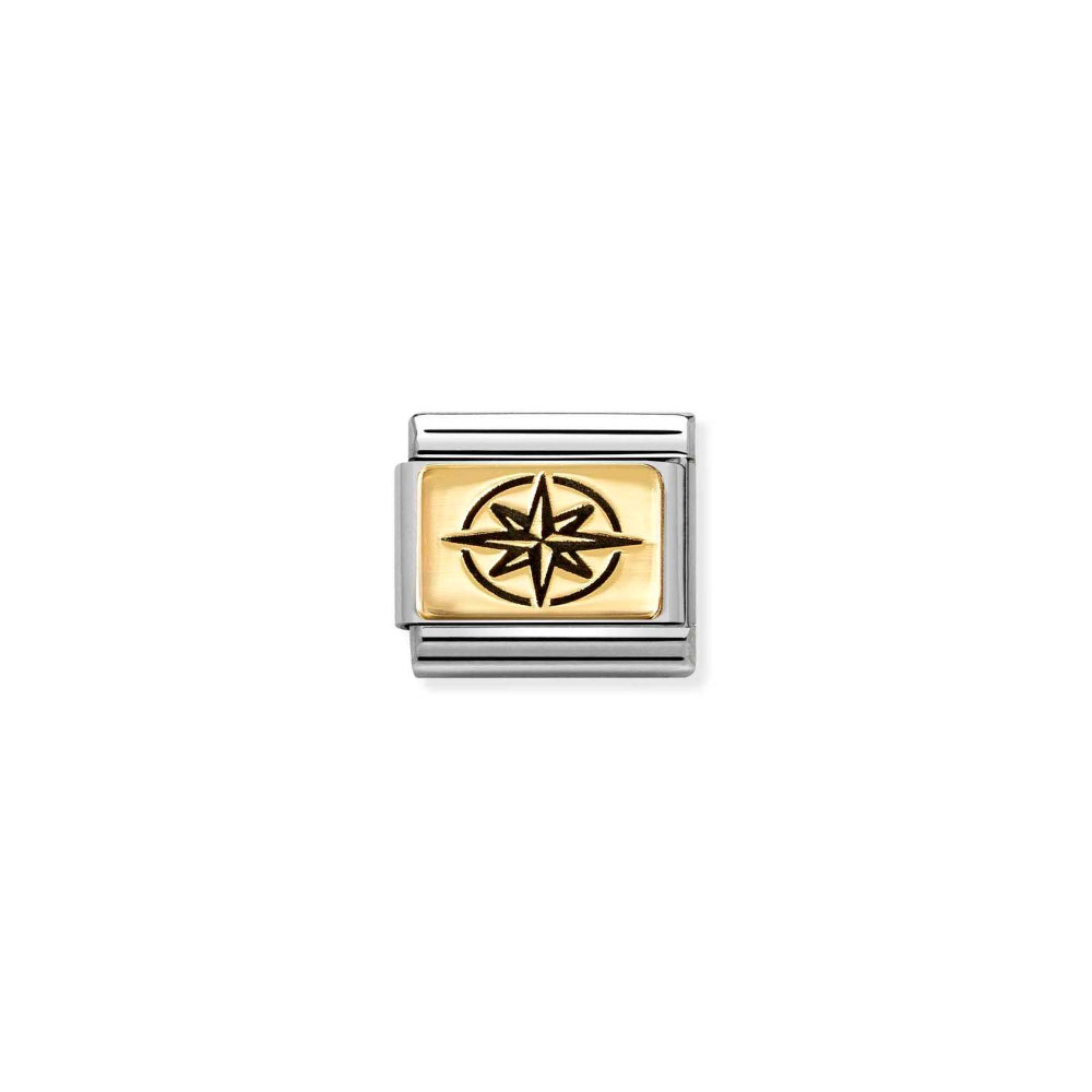Nomination Gold Composable Classic Plates (IC) In Steel Wind Rose Charm Image