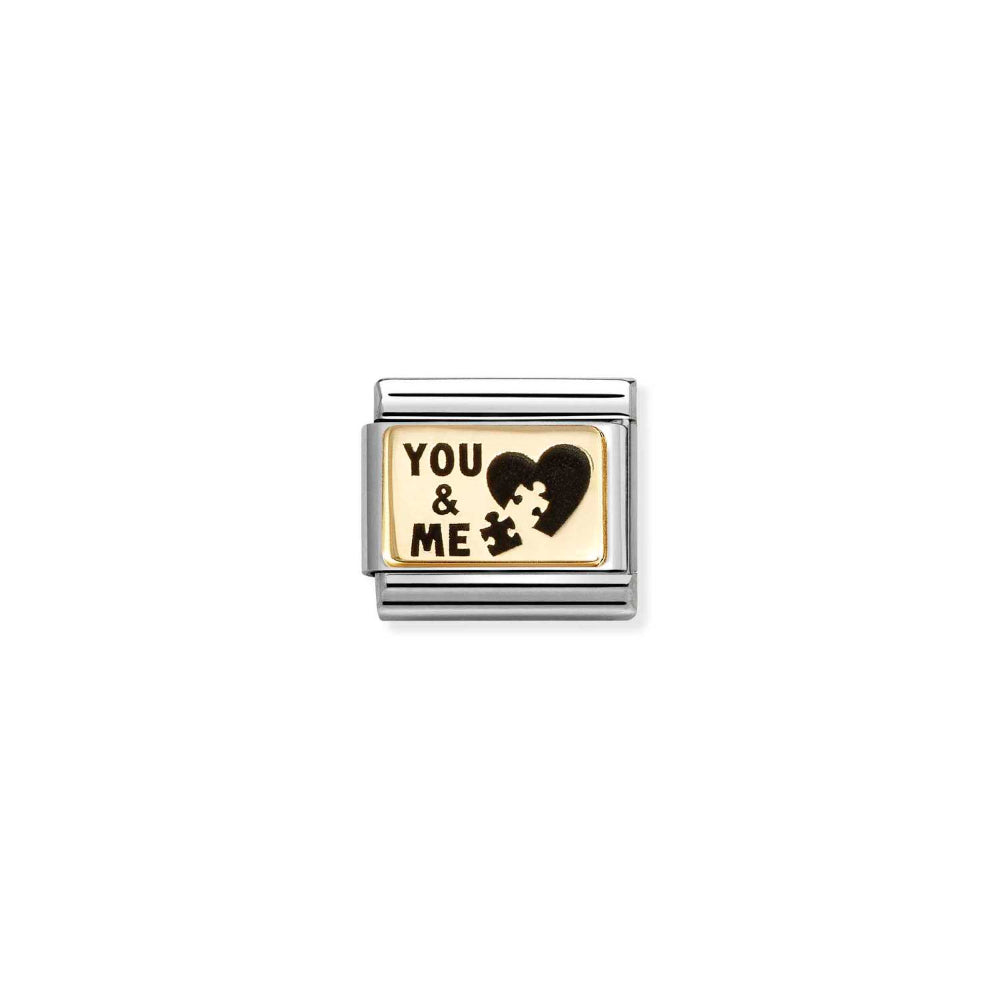 Nomination Gold Composable Classic Plates (IC) In Steel You & Me Puzzle Charm Image