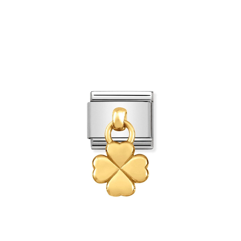 Nomination Gold Composable Classic Steel and Four Leaf Clover CZ Charm Image