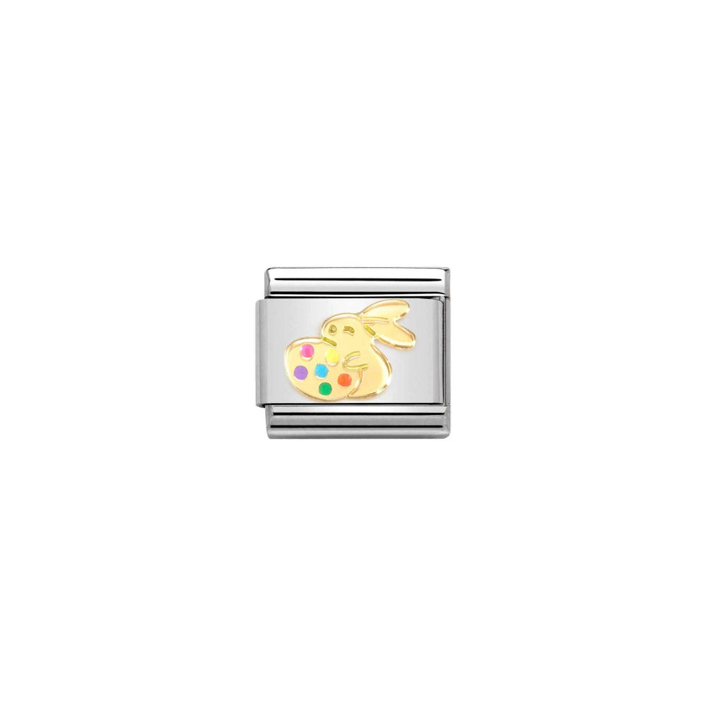 Nomination Gold Composable Classic Symbols Steel, Enamel and Easter Rabbit with Egg Charm Image