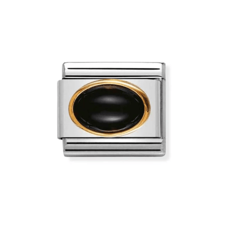 Nomination Gold Edged Black Agate Oval Stone Charm - MococoNomination030502/028033497019899Charms