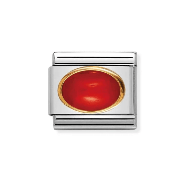 Nomination Gold Edged Coral Oval Stone Charm - MococoNomination030502/118033497019981Charms