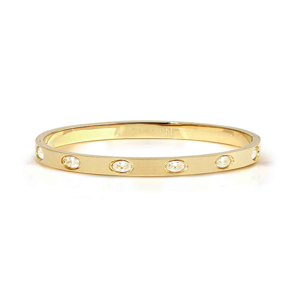 Nomination Gold Pretty Bangles Ed Satinshine White 6 Oval CZ Bracelet Image